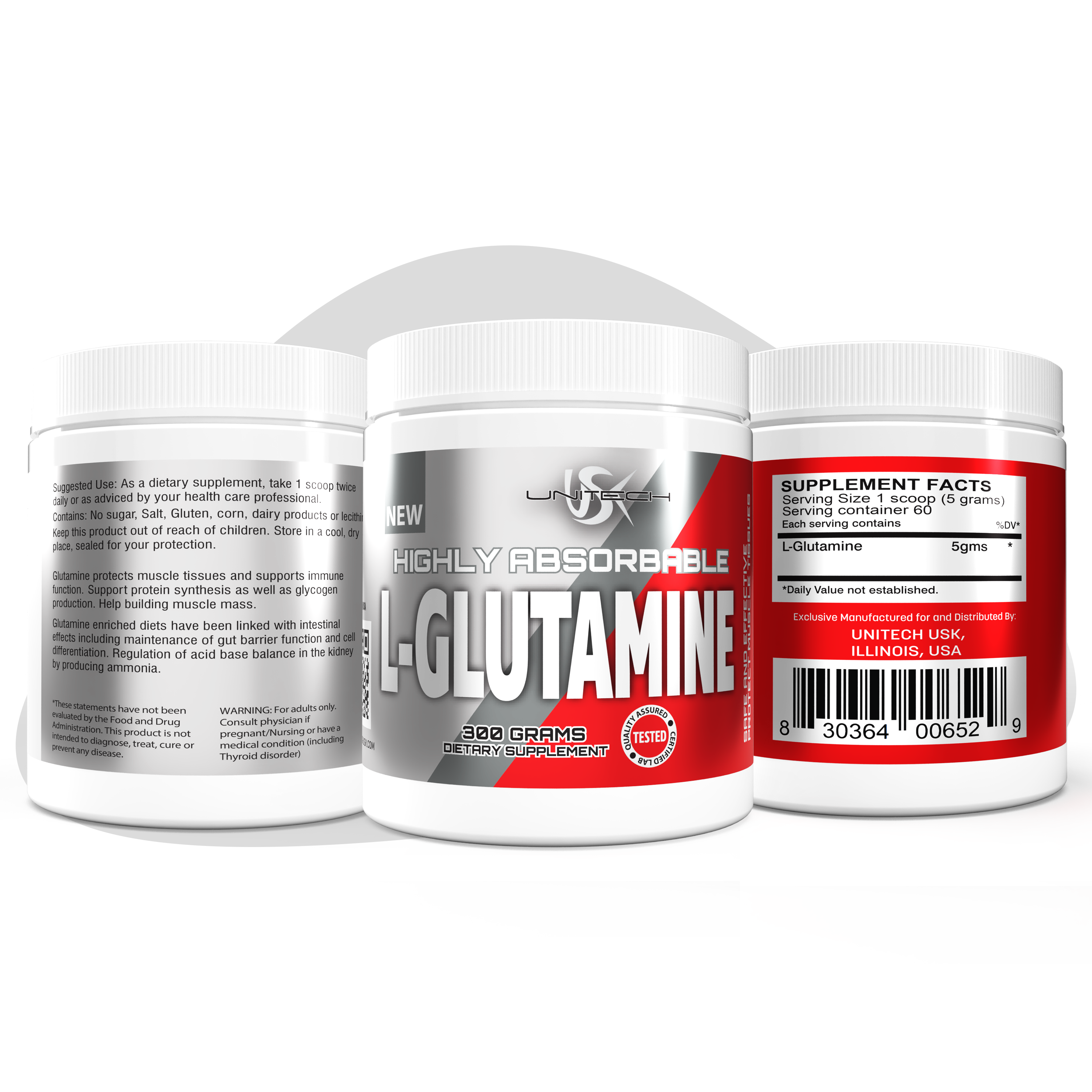 L-Glutamine 300g 60 Servings by Unitech