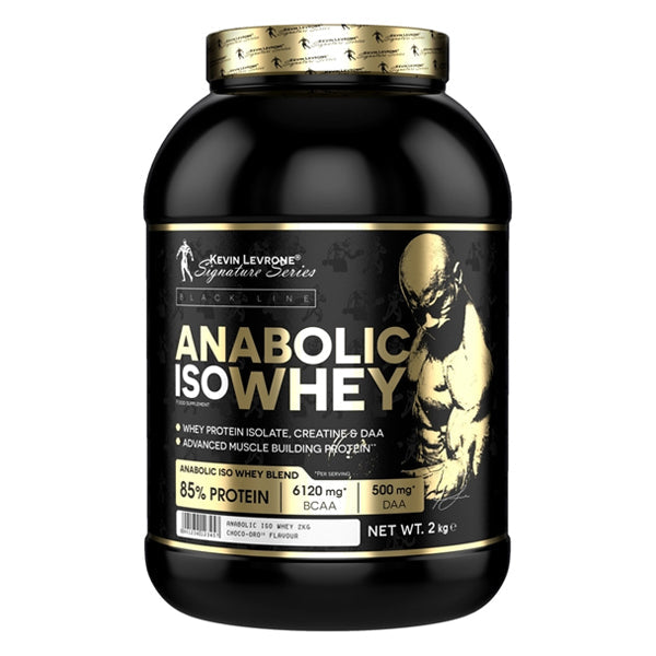 Anabolic ISO Whey 2kg protein supplement by Kevin Levrone for muscle growth and recovery.