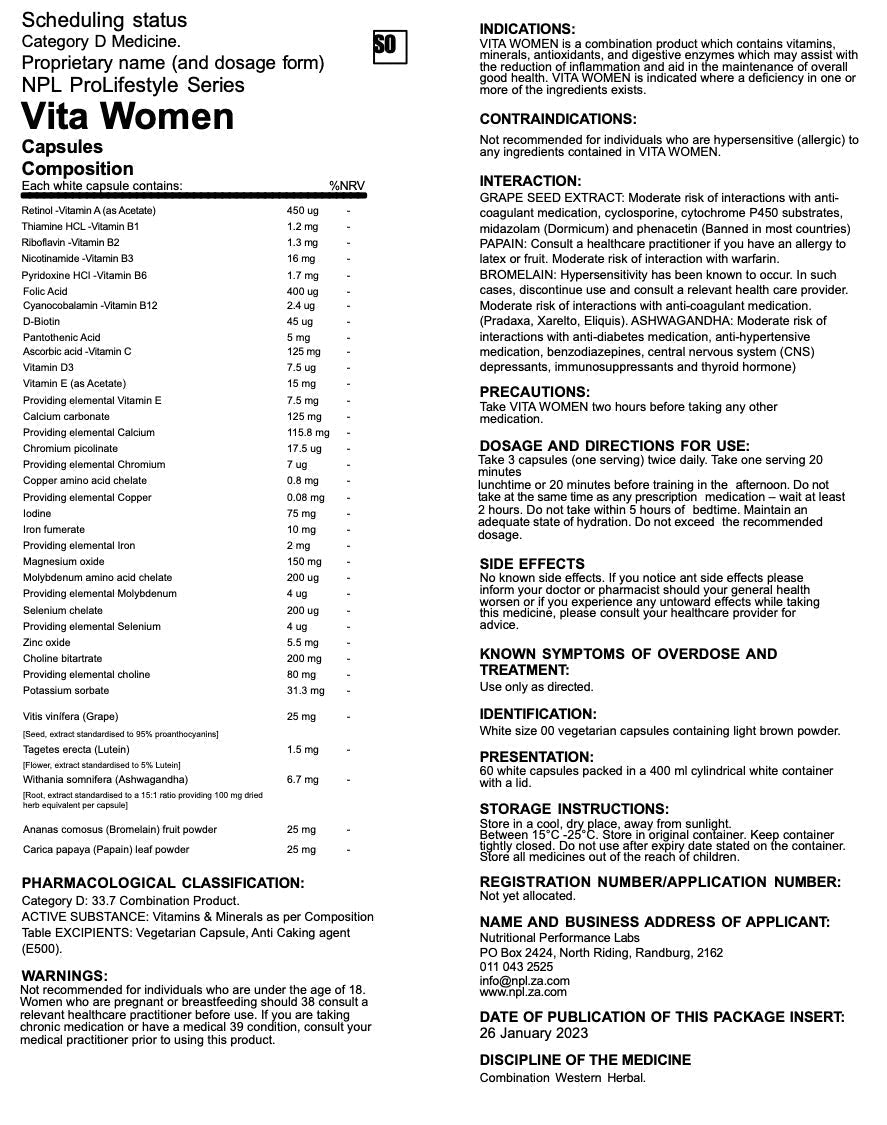 NPL Vita Women Multivitamin 60 Tabs