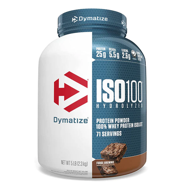 Dymatize ISO100 5lbs hydrolyzed whey protein isolate with Fruity Pebbles flavor, 25g protein per serving.
